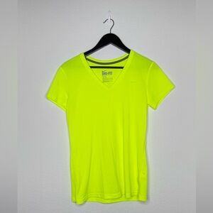 Nike Women’s Dri-Fit V-Neck Short Sleeve Tee Neon Yellow